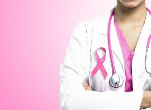 doctor wearing pink ribbon