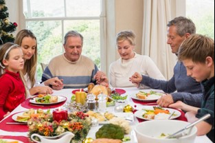 family eating dinner together